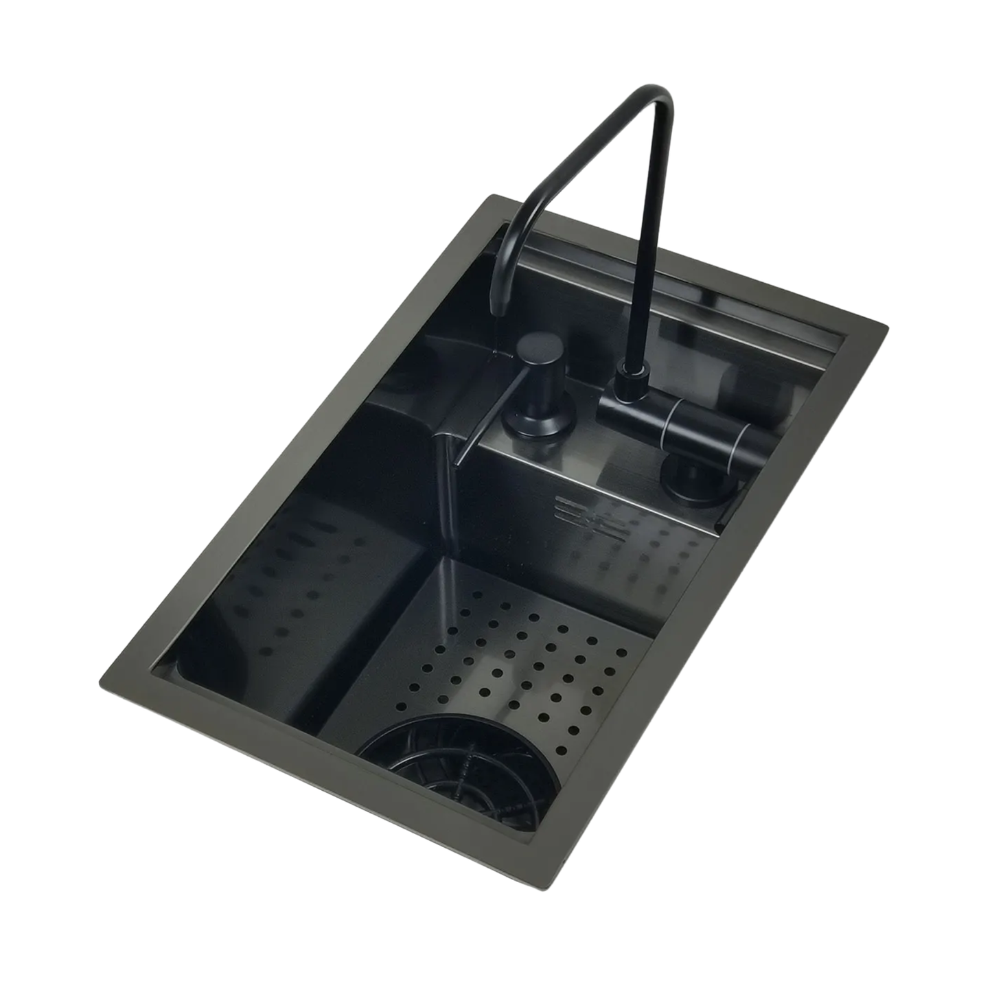 40cm Matte Black Mini Bar Sink with Cup Washer