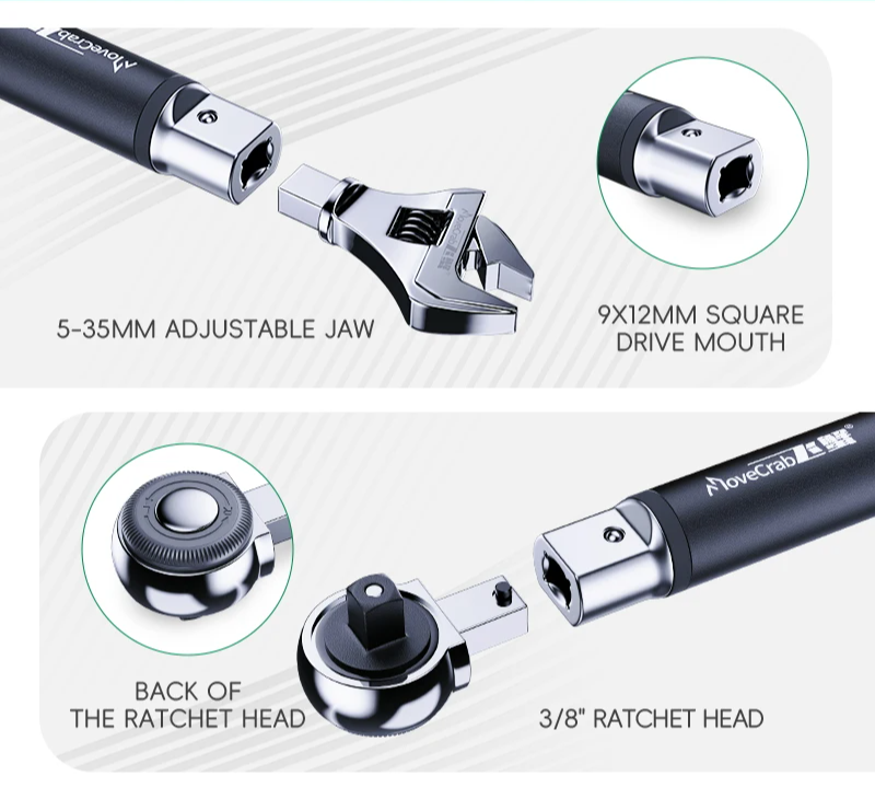Precision Adjustable Torque Wrench with Interchangeable Heads