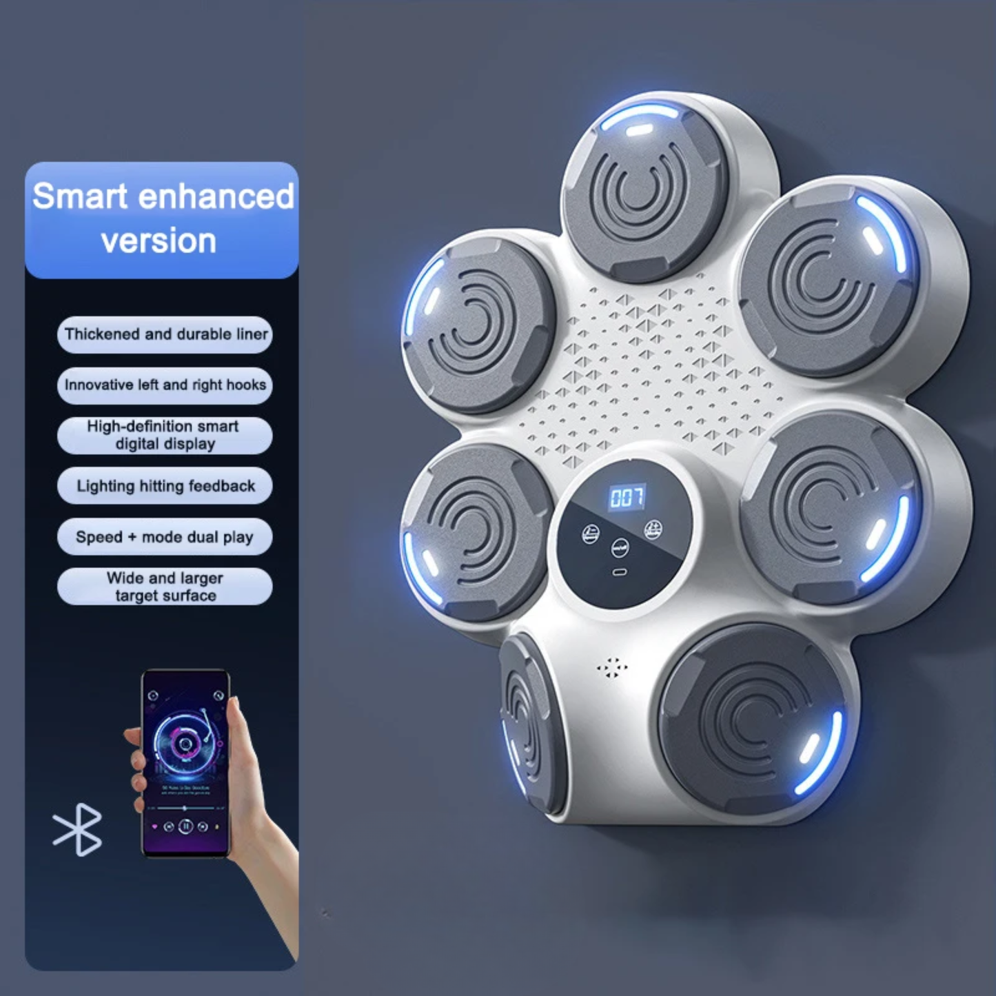 White Music Boxing Machine Bluetooth Wall Mounted Gym Target