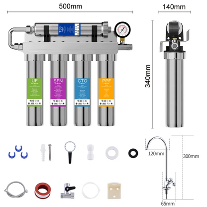 Stainless Steel Under Sink Water Filter System 0.01 Micron