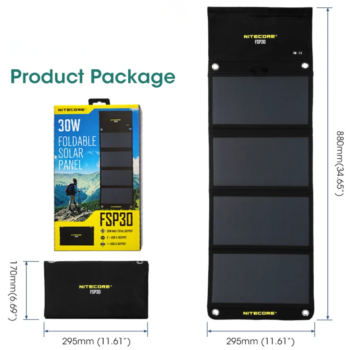 Waterproof 30W Solar Charger for Camping and Hiking