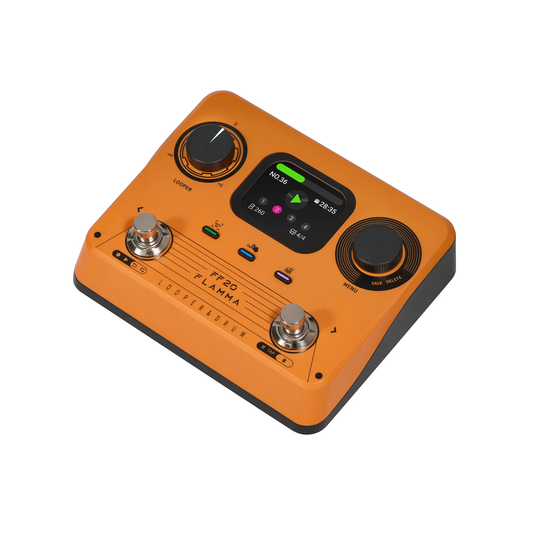 Portable Stereo Looper Pedal with Drum Beats and Headphone Output