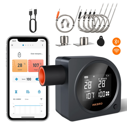 Wireless Grill Temperature Controller 5-Probe Smoker Fan System