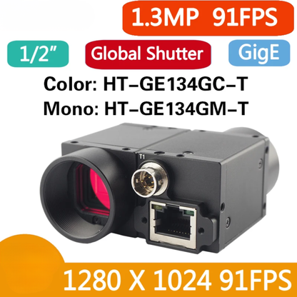 1.3MP GigE Industrial Camera with Global Shutter 91FPS