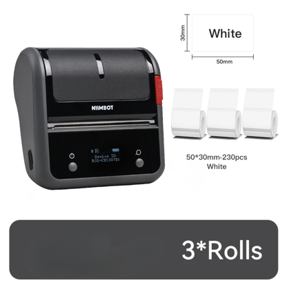 Portable Thermal Sticker Labels with White 3-Roll 50x30mm