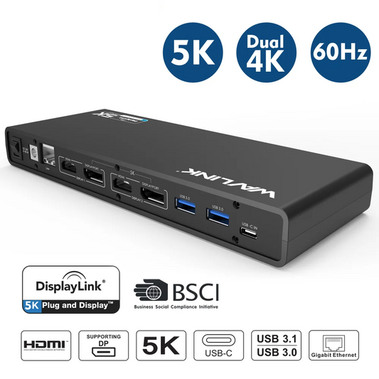 Wavlink 5K Dual Display USB-C Docking Station with HDMI