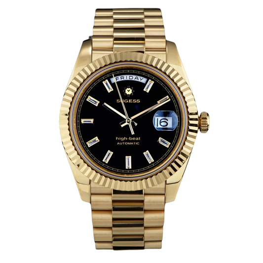 Luxury Retro Automatic Men’s Wristwatch 40mm Sapphire Golden Black