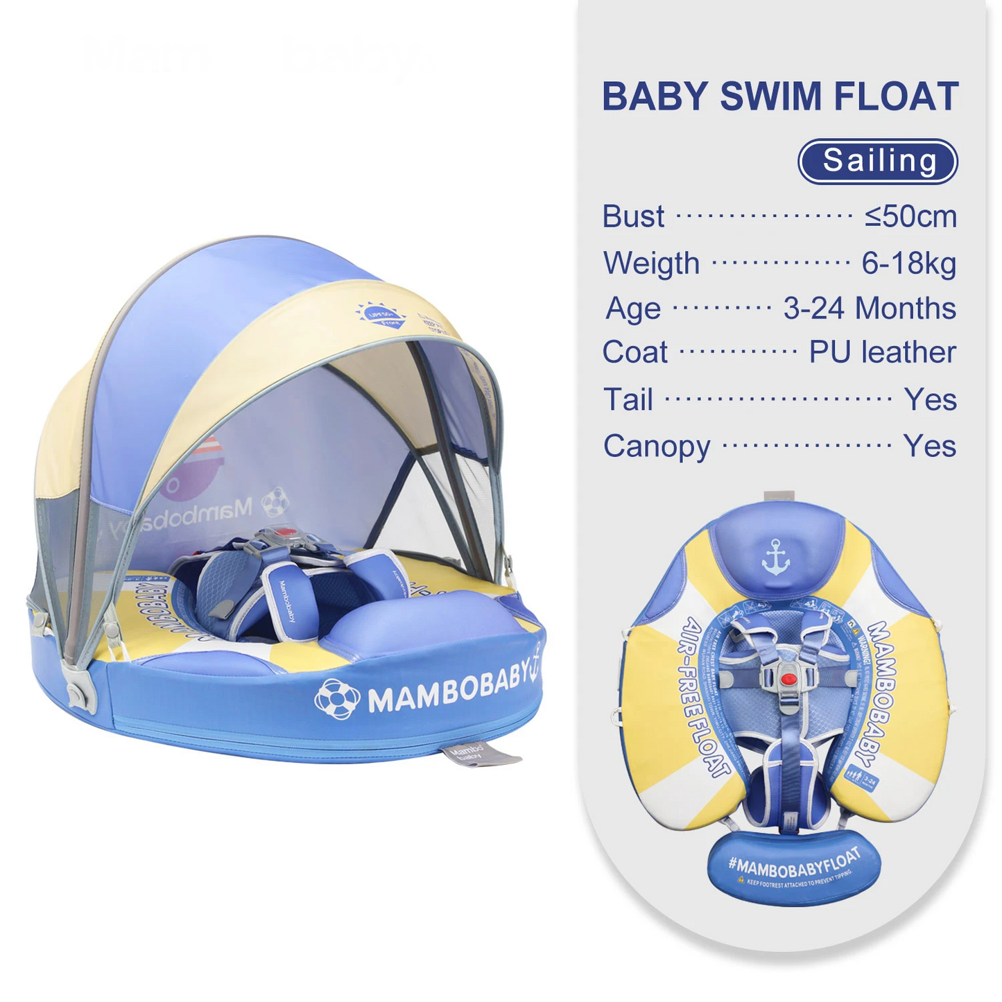 Infant Pool Trainer Float with Sunshade Yellow