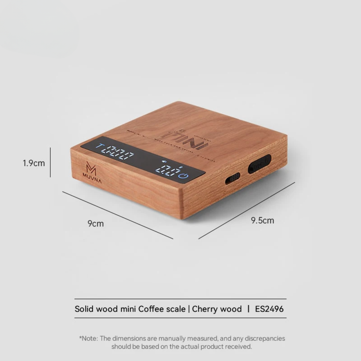 Compact Wood Cherry Espresso Scale Rechargeable 2kg