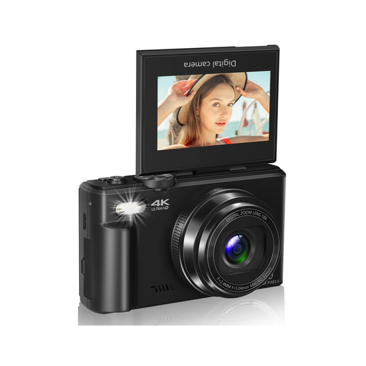 Black 4K Vlog Camera 180 Flip Screen 64GB
