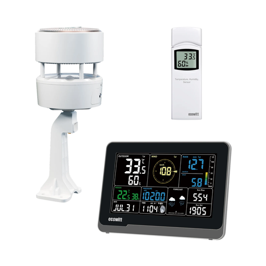 Wireless Weather Station with 7.5 Inch Display and Rain Gauge