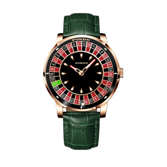 Automatic Mechanical Watch Rotating Dial Casino Style Silver Blue