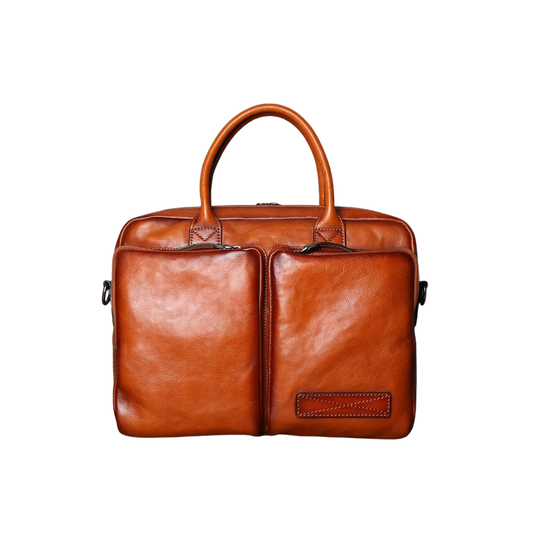 Vintage Leather Shoulder Bag Laptop Briefcase Brown