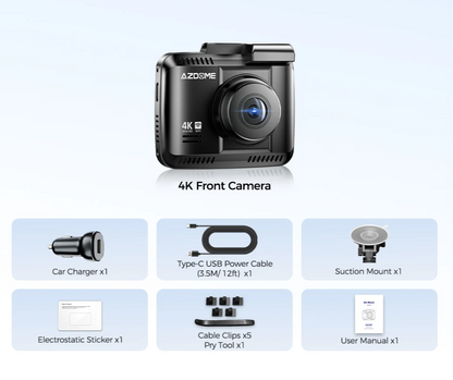 4K Car Dash Camera with GPS Tracking and Night Vision