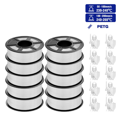 11KG White Durable PETG Filament for 3D Printers
