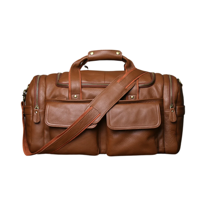 Classic Brown Leather Travel Bag Spacious Laptop Messenger