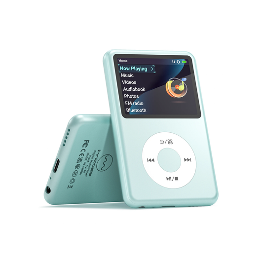 HiFi MP3 Player with Bluetooth Video FM Radio 128GB Storage Pale Green