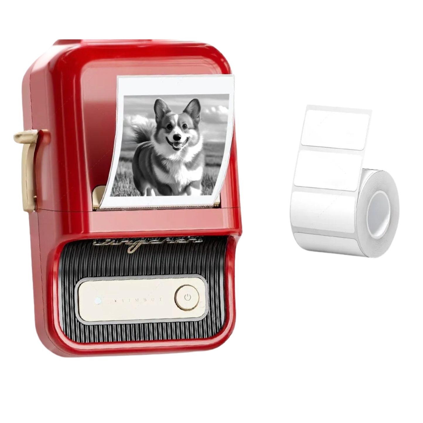 Wireless Thermal Label Printer 300dpi Red Compact Design