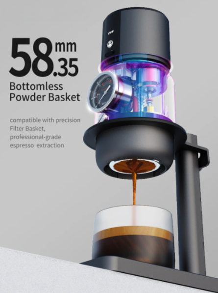 Rechargeable Travel Espresso Maker with Tamper and Stand Black
