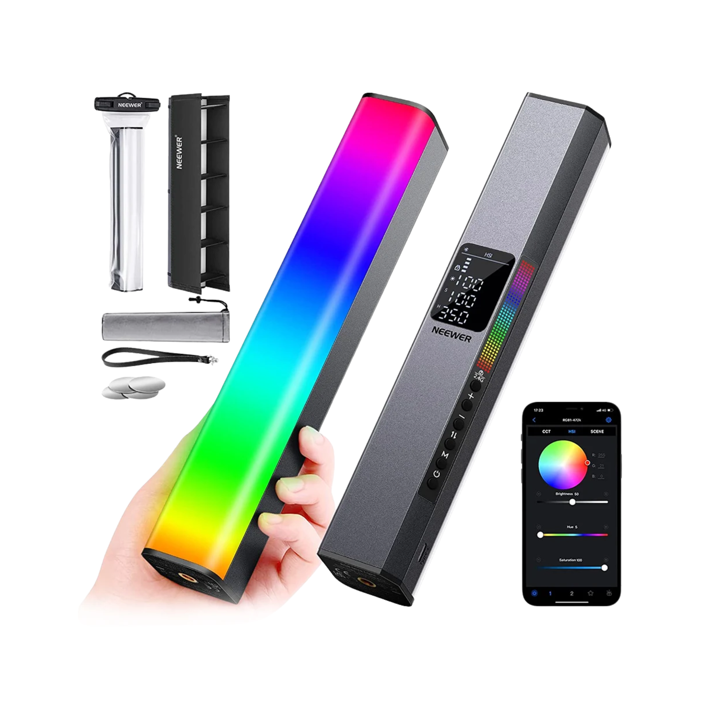 RGB LED Video Light Stick Dimmable 3200–5600K