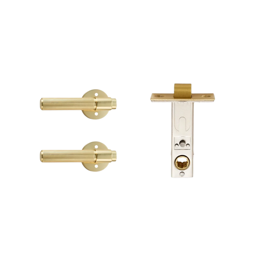 Interior Bathroom Door Lever Lock Privacy Set Brass