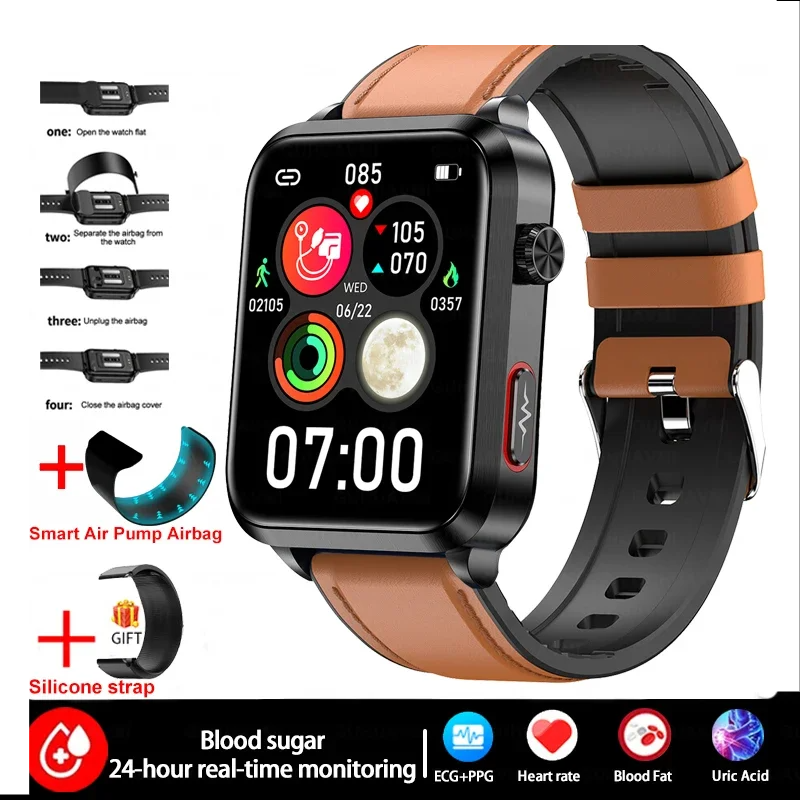 Brown Smart Health Watch with ECG PPG & Blood Pressure