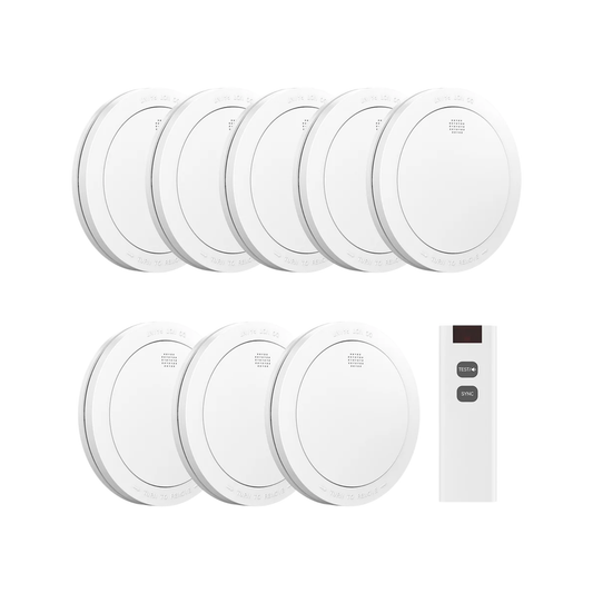 8-Pack Wireless Interlinked Smoke Alarms with Remote