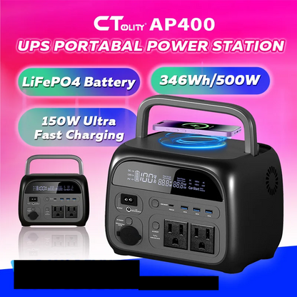 500W Portable Power Station 345Wh LiFePO4 Battery