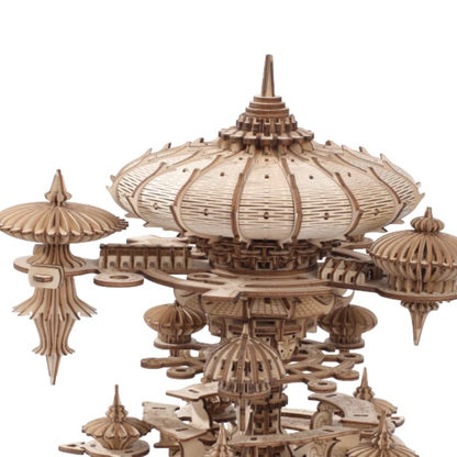 DIY 3D Wooden Puzzle Music Box Miniature Castle Model Kit