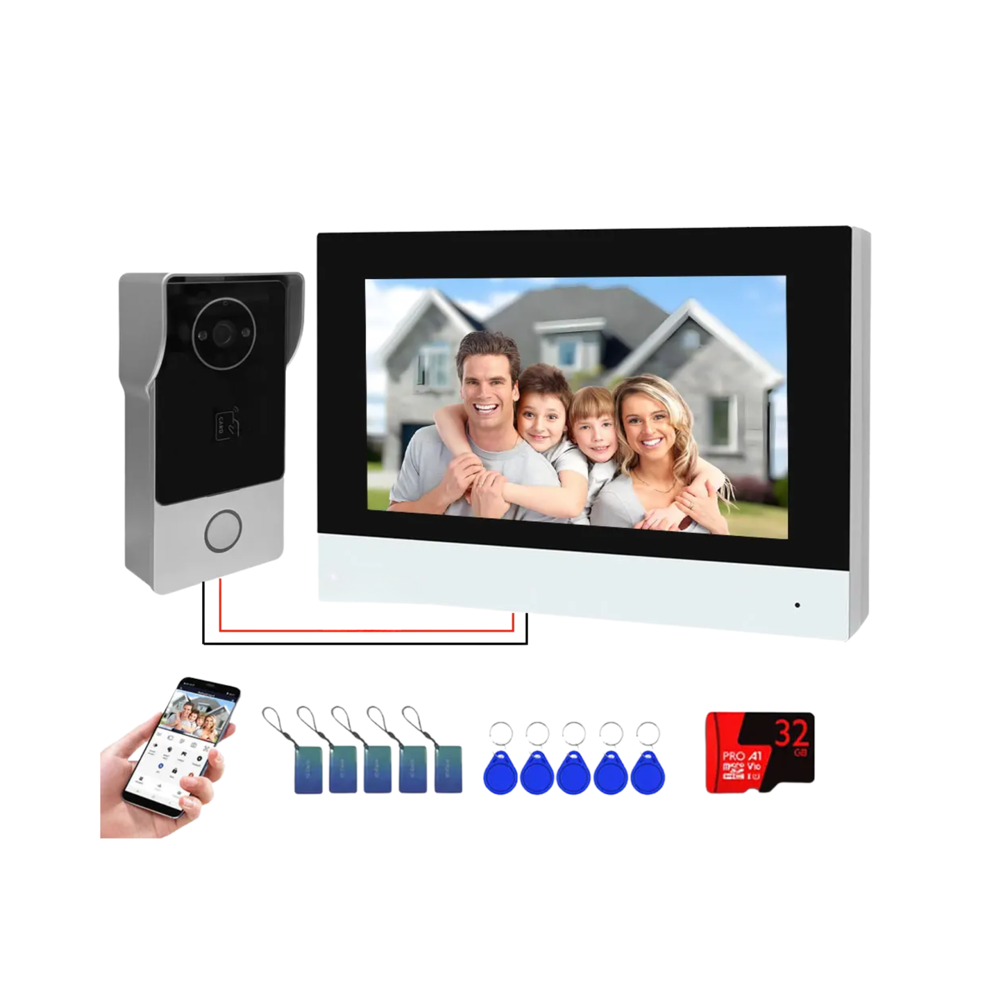Smart 1080p 7 Video Intercom with 32GB