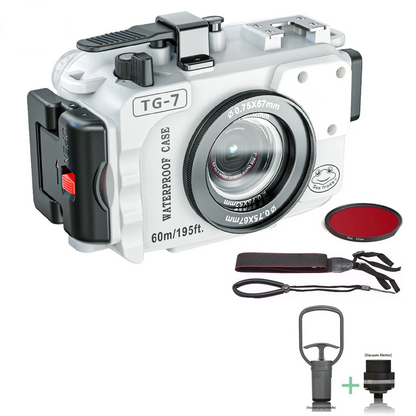 Waterproof Camera Housing TG7 White Dual Fiber Port