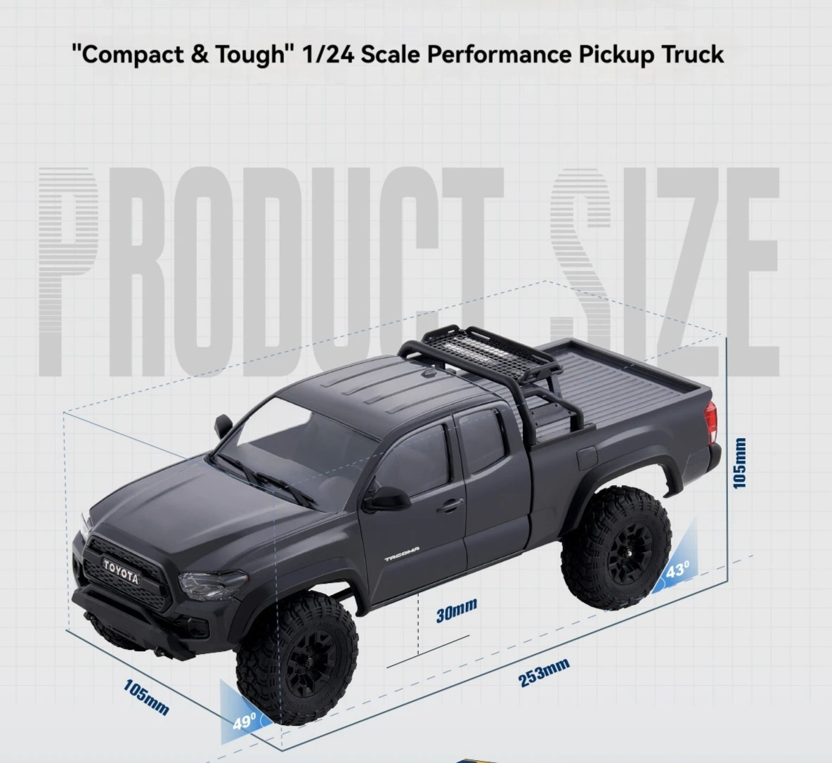 4WD Off-Road RC Pickup Truck Grey RTR