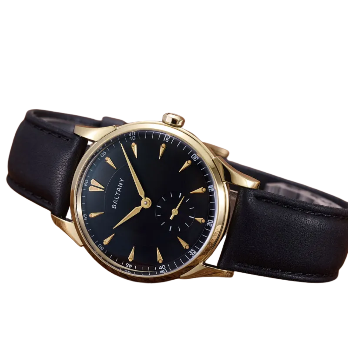 Retro Automatic Dress Watch with Gold Case and Black Dial