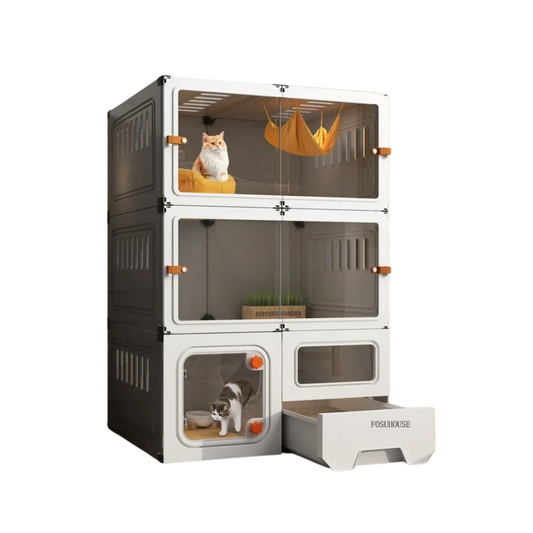 Modern 3-Level Cat Cage Indoor House Black
