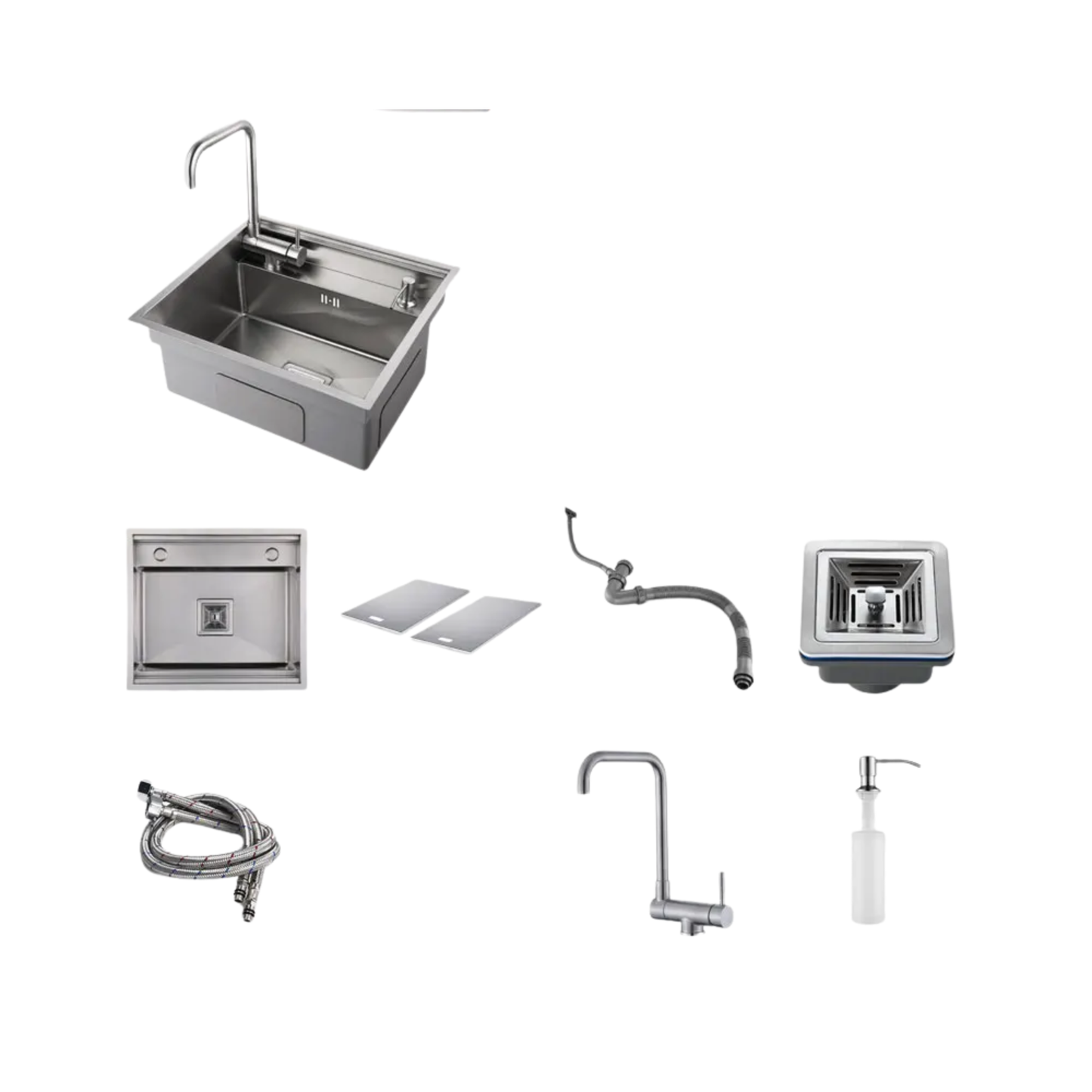 Black Concealed Kitchen Sink with Tap and Bowl