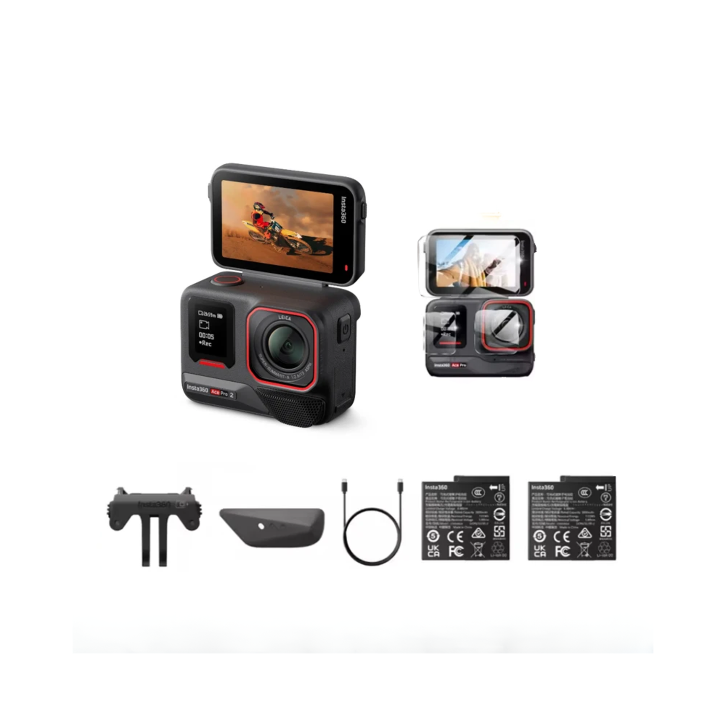 4K Waterproof Action Camera Dual Battery Flip Screen