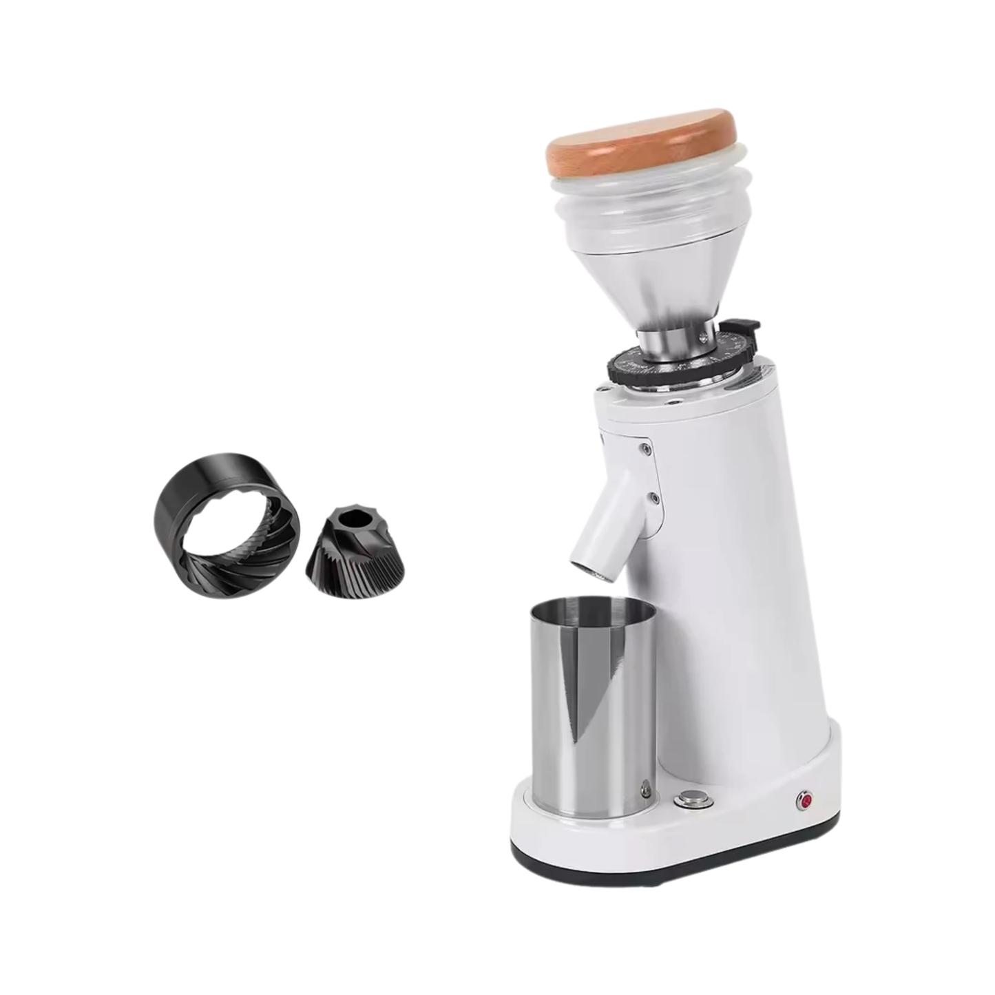 White Electric Coffee Grinder with BT Cylinder Burr 40mm