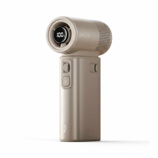 Brown Compact Turbo Jet Fan 100 Speeds Rechargeable Battery
