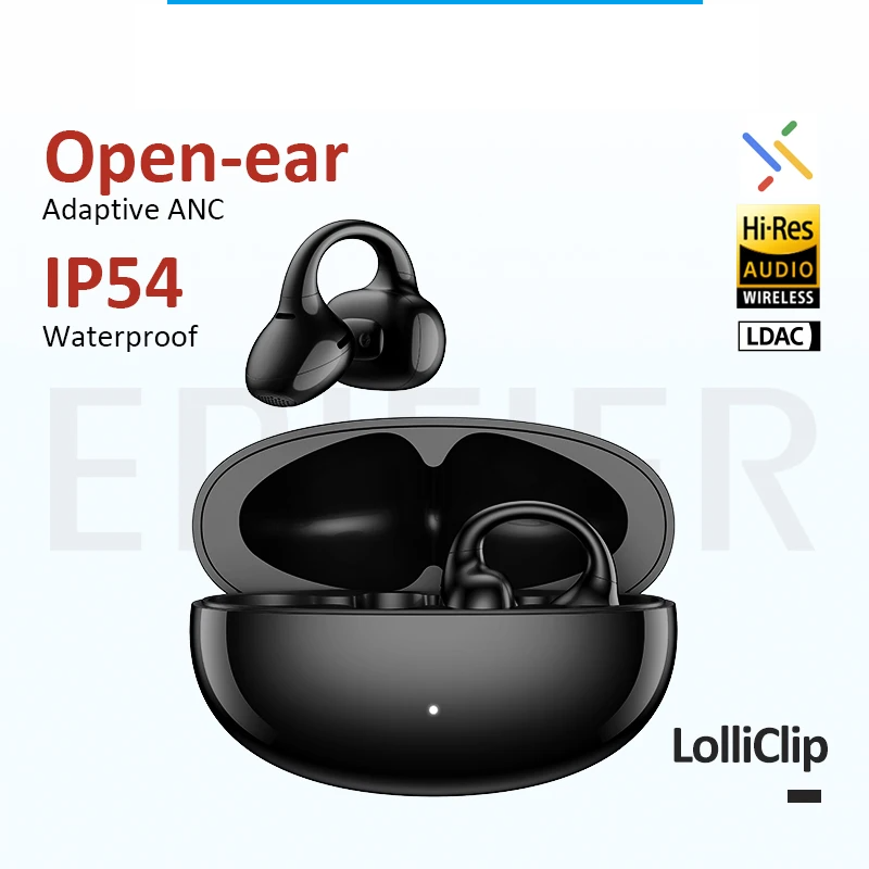 Black Open-Ear Earphones with Multipoint & Long Battery