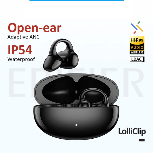 Black Open-Ear Earphones with Multipoint & Long Battery