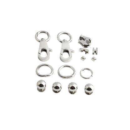 Silver Bag Clasp Eyelets Rectangle Locks 5 Sets