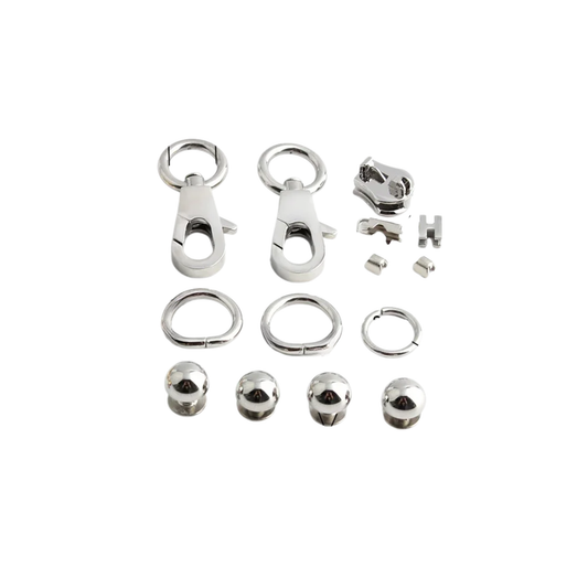 Silver Bag Clasp Eyelets Rectangle Locks 5 Sets