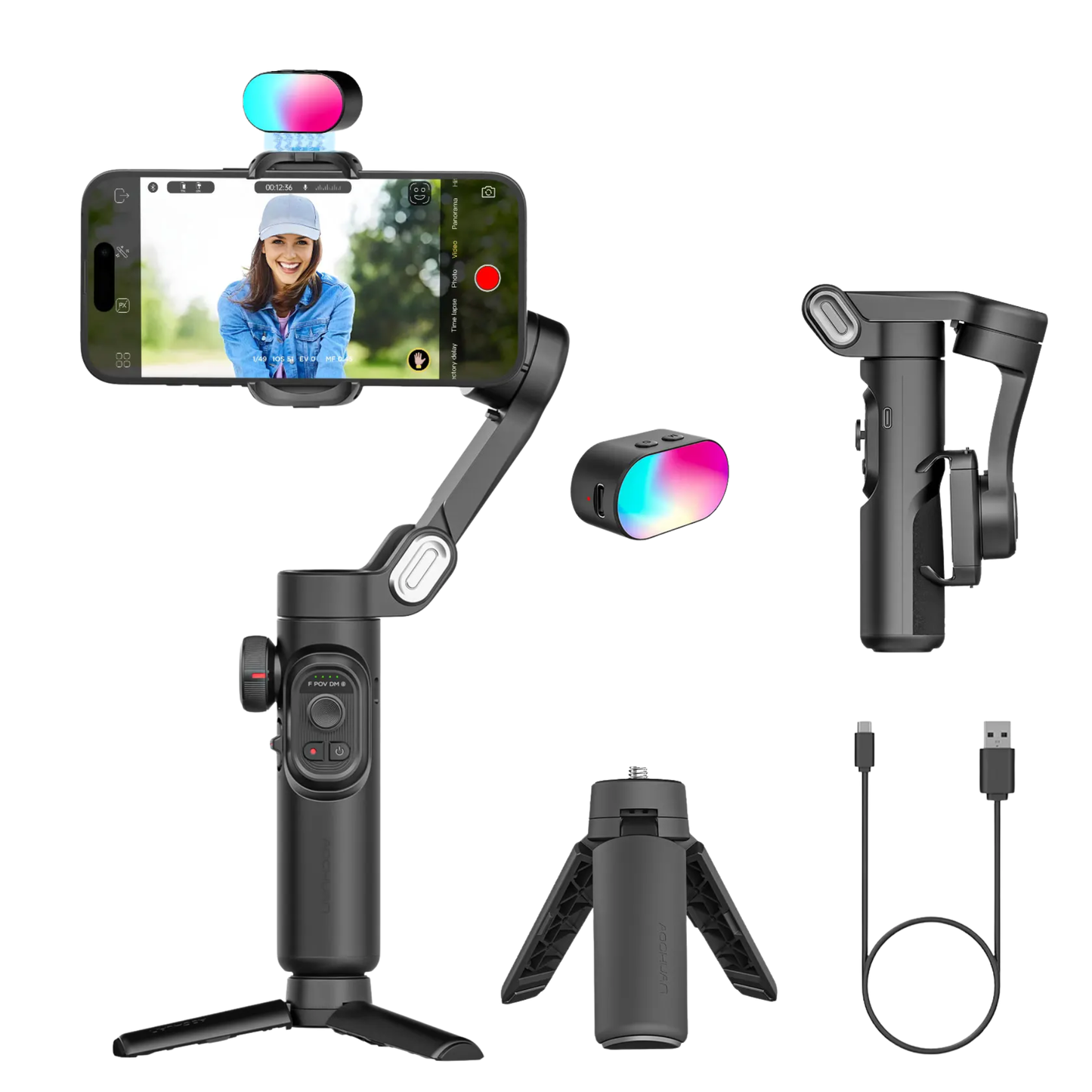 Wireless 3-Axis Video Gimbal with Foldable Design
