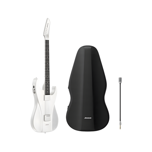 White Guitar Bundle with Bag Speaker & Microphone
