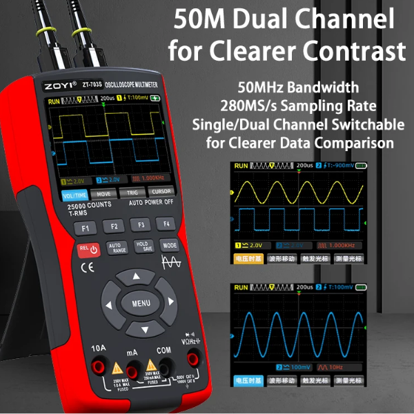 50MHz 3in1 Digital Multimeter Oscilloscope Waveform Generator