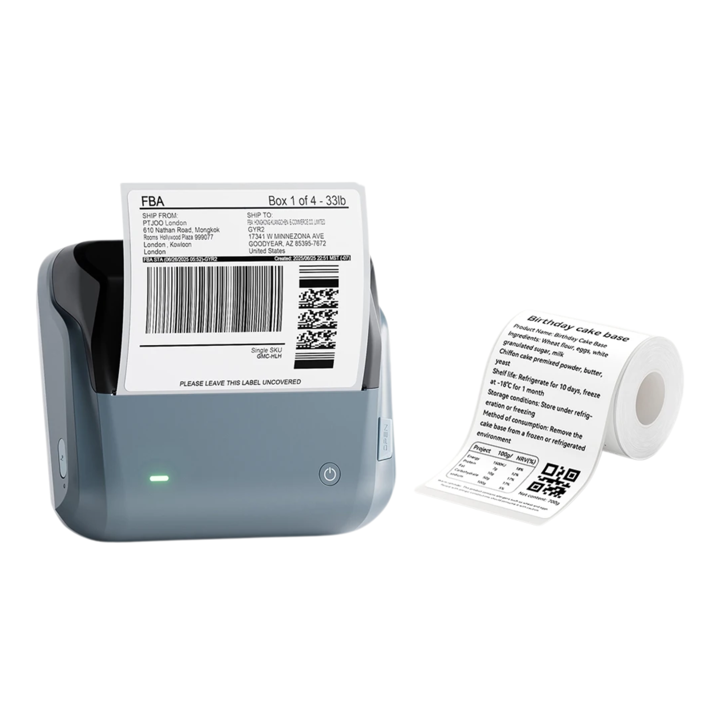 Thermal Sticker Label Printer 50x80mm with 3 Paper Rolls