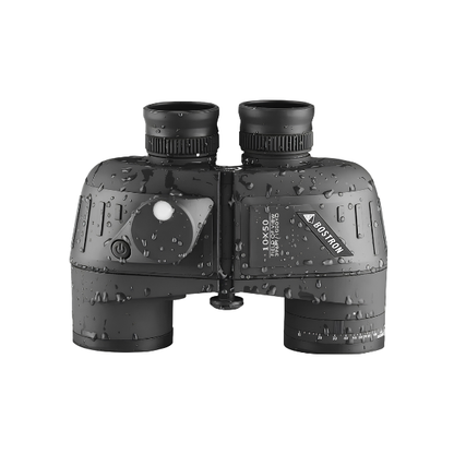 HD 10x50 Binoculars Waterproof Rangefinder Compass Black