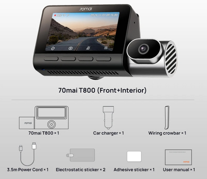 T800 Car DVR Front 4K Interior 1080P 512GB