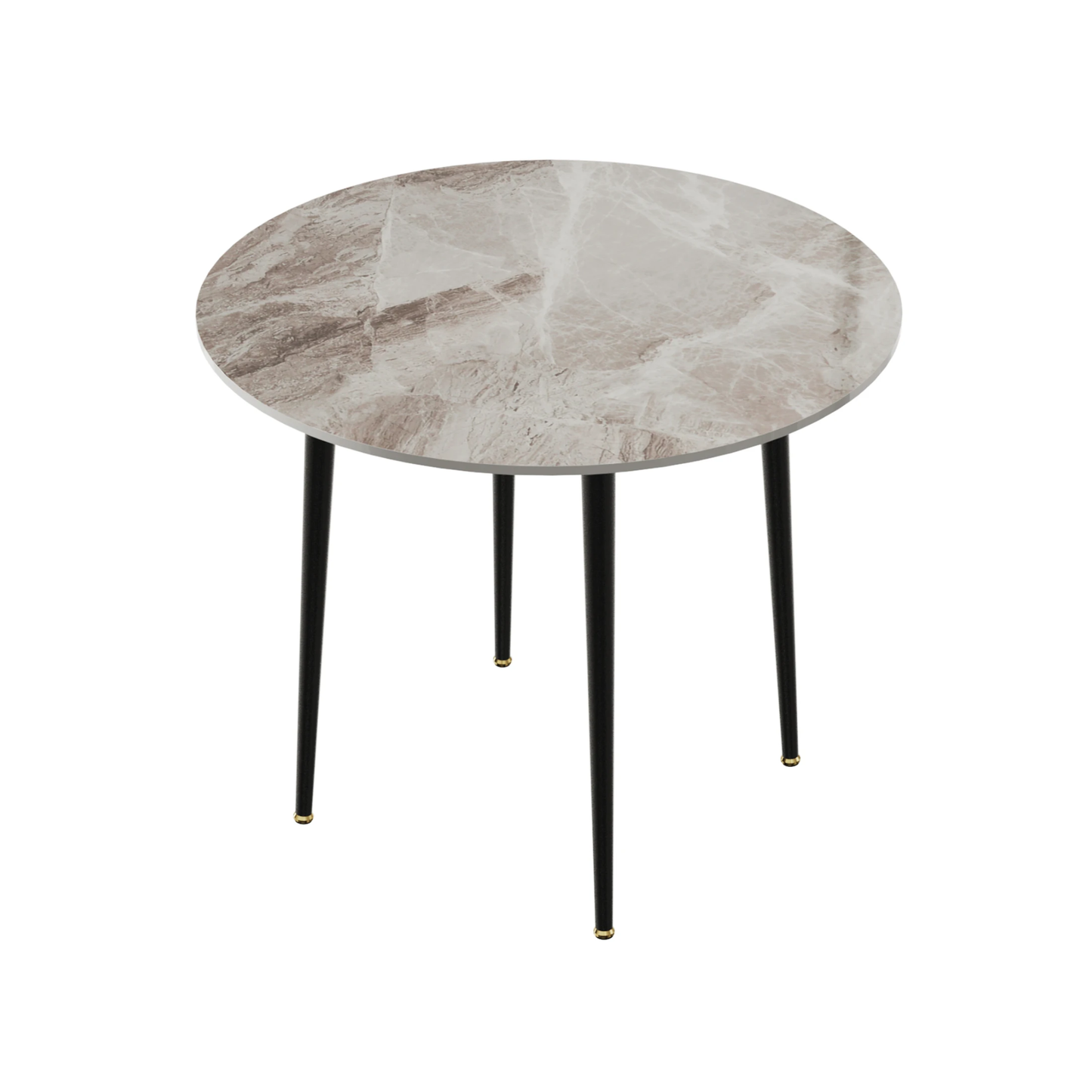 32" Round Kitchen Dining Table Sintered Stone Metal Base White
