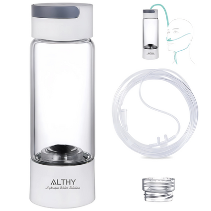 Hydrogen Water Generator Bottle with Glass Cup and Inhaler